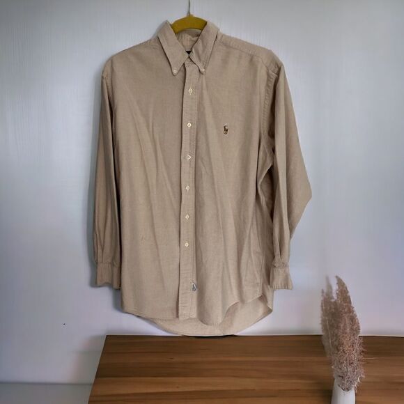 Ralph Lauren Yarmouth Collection VTG Button Down Shirt Tan /Brown… - Picture 2 of 9